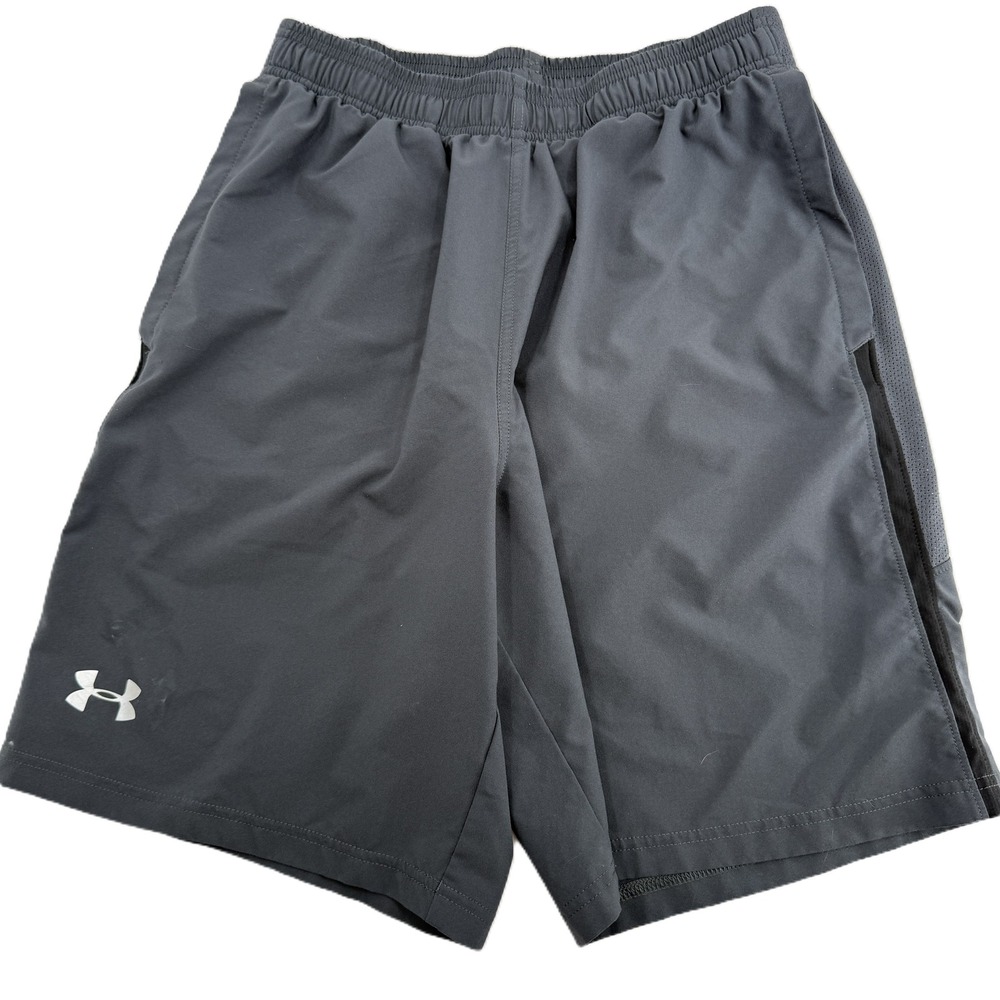 Under Armour Launch Woven Shorts Mens Medium Gray HeatGear Athletic 1289314